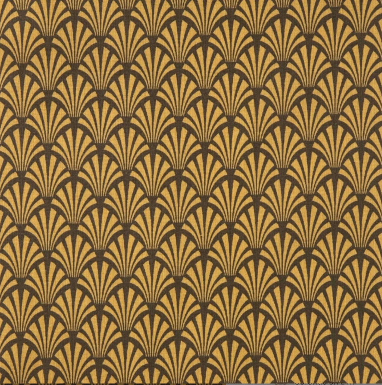 Tissu éventails moutarde et marron 50x74 cm